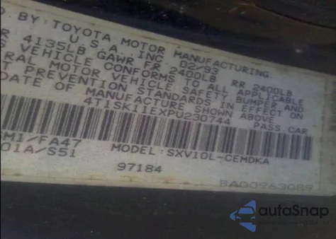 1993 Toyota Camry Dx z USA, uszkodzony, nr VIN 4T1SK11EXPU230744